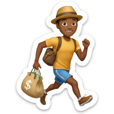 Black Man running with moneybag 💰 sticker
