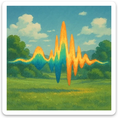 ghibli style illustration of a sound wave sticker