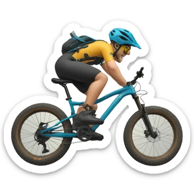 Mountain bike jump both feet on pedals popping a fatty whip sticker