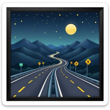Night time over a highway sticker