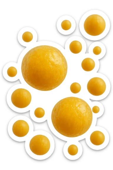 cellule di grasso gialle (adipociti) fluttuano in aria, iperrealistico 4k sticker