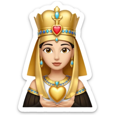 Queen of ancient Egypt holding heart  sticker