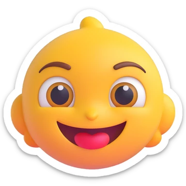 emoji with a mischievous smirk and exaggerated, glossy, begging eyes sticker