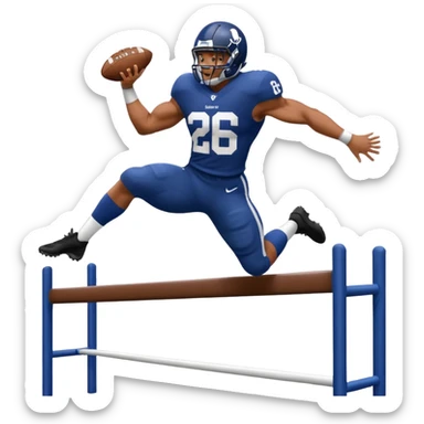 Saqoun Barkley hurdle over a person sticker
