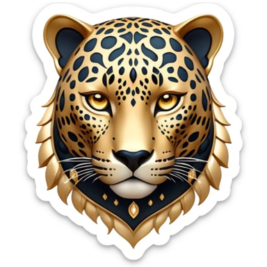 Cinematic Noble Jaguar Portrait Emoji, Poised and elegant, with a sleek, muscular build adorned with striking rosette patterns and intense, focused eyes, Simplified yet sharp and sophisticated features, highly detailed, glowing with a soft, wild luminescence, high shine, intelligent and graceful, stylized with an air of untamed nobility, focused and alert, soft glowing outline, capturing the essence of a watchful guardian that feels as though it could step out of the screen with effortless authority! sticker