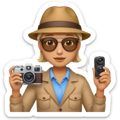 a tourisst in europe holding a camera sticker