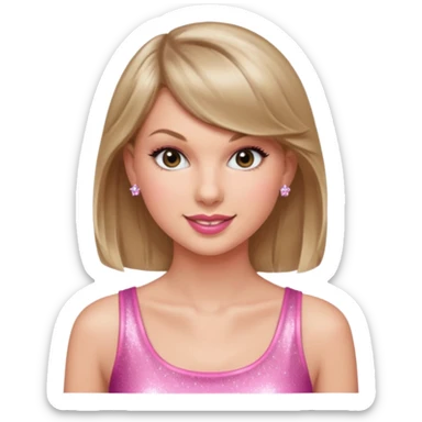Taylor Swift smile in a sparkling pink top sticker