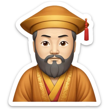 Cinematic Realistic Confucius Portrait Emoji, depicted as a wise ancient philosopher in traditional robes with a serene, contemplative expression, rendered with soft timeless textures and harmonious natural lighting that captures his enduring wisdom. sticker