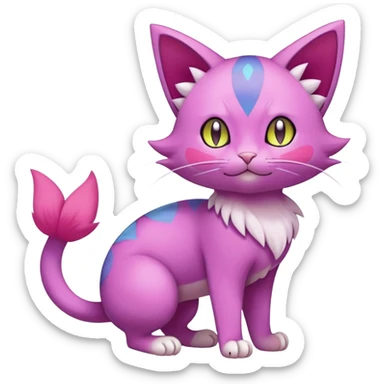 Elemental Exotic Colorful Fantasy Purrloin-Skitty-Pokémon-Fakémon-hybrid-creature (full body) sticker