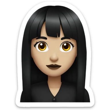 Play Goth girl with long black hair and bangs sticker