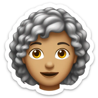 Mulher, 50 anos, cabelo comprido, castanho e ondulado, olhos castanhos, cara redonda, divertida, a piscar o olho sticker