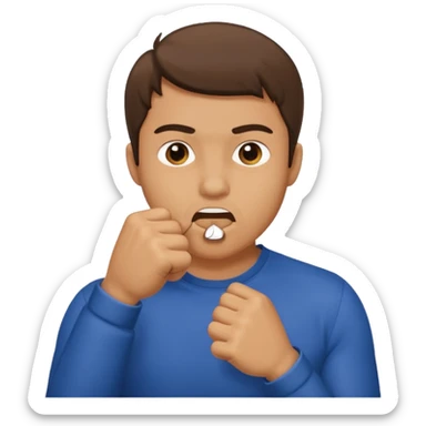 Man putting his fist in his mouth sticker
