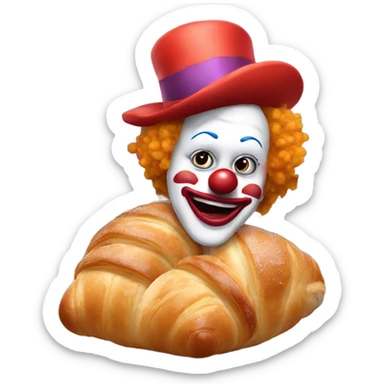 Creepy clown eating croissants in Paris  sticker