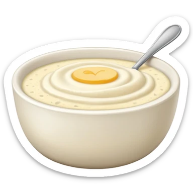 plain bowl of grits, no spoon, simple, clear sticker