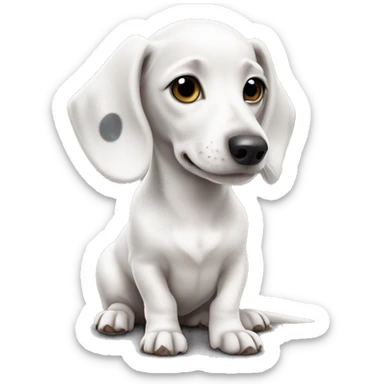 White dachshund puppy with one grey spot   sticker