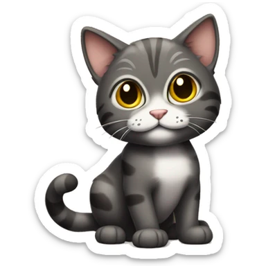 darker taby cat (not fat, big eyes) being playful , full body sticker