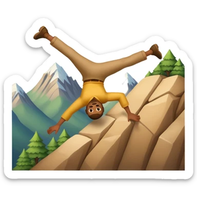apple style emoji of a man tumbling head over heels down past a mountain sticker