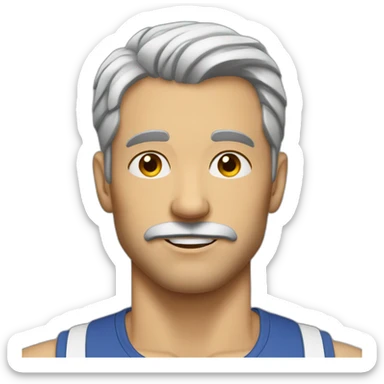 man before going to the gym without blonde mustache sticker