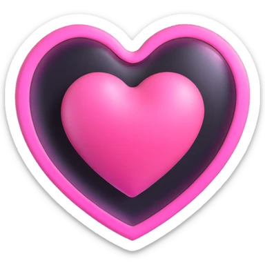 3D emoji style pink heart with frosted glass effect sticker