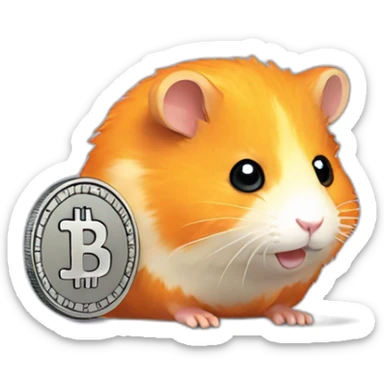 an orange hamster with a BTC coin, pixelart sticker