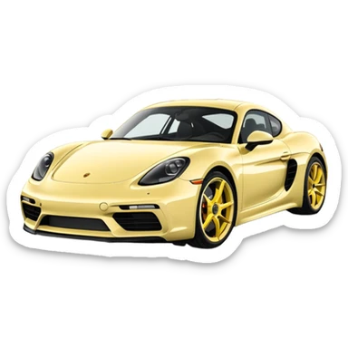 Chalk colored 2024 Porsche 718 Cayman GTS 4.0 with yellow ceramic brakes sticker