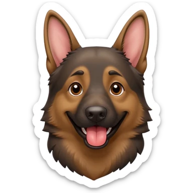 cartoon style dark German Shepherd dog with longer tongue hanging out  sticker