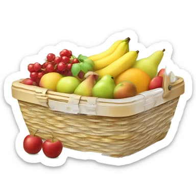 Picnic basket with fruit sticker