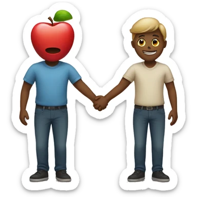 two apple holding hands sticker