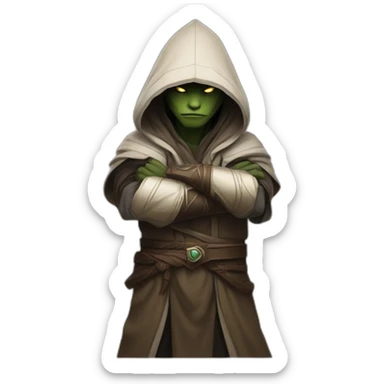 hooded jedi folding arms in world of warcraft sticker