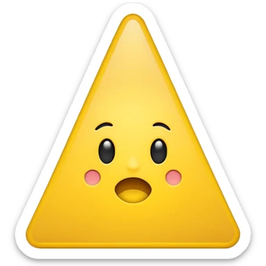 Emoji warning: yellow triangle, black exclamation mark, flat design, simple, emoji style. sticker