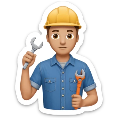 a handyman holding a wrench in this right hand sticker