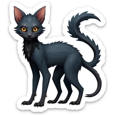 Futuristic Black Dark Abyssal Ethereal Modern Amaura-Bayleaf-Abyss-Lykoi-Fakémon-creature-hybrid Full Body sticker