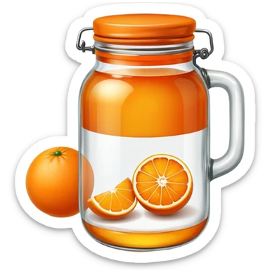orange fruit with marmalade jar sticker