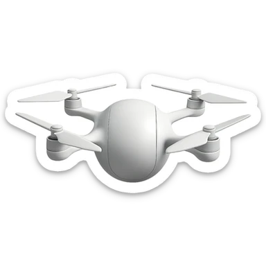 sleek white drone with all components integrated into a central ball, propellers extending from the sphere, no logo sticker