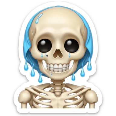 sobbing skeleton with tears and a smile sticker
