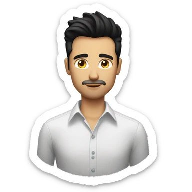man with quiff black hair smart shirt stubble sticker