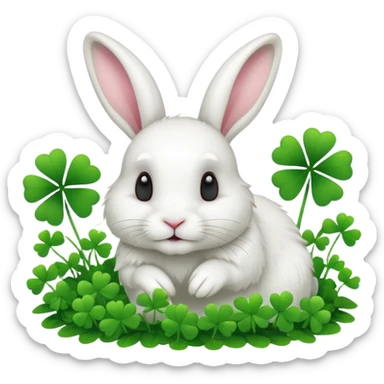 A fluffy rabbit nibbling on a small clover patch.












































 sticker