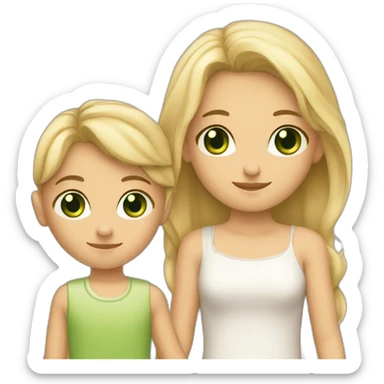 blonde girl with tan skin and green eyes holding hands with boy with brown hair and hazel eyes sticker
