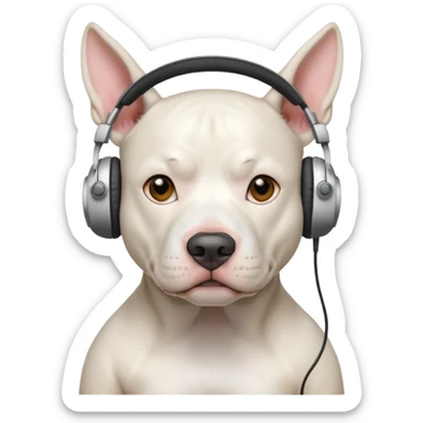 white pitbull with headphones sticker