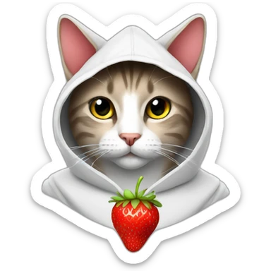 cat with a hood of Strawberry sticker