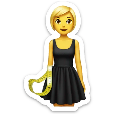 a black dress and a measuring tape  sticker