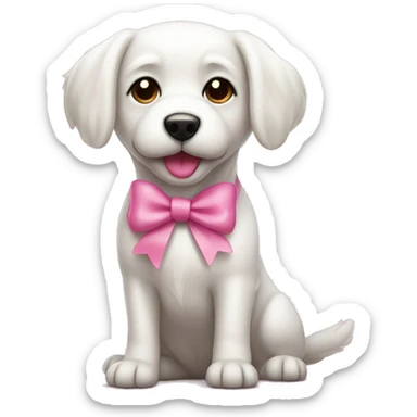 white dog with pink bow  sticker