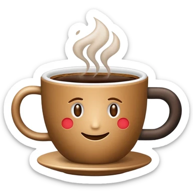 Java programming language icon, coffee cup with steam, simple and bold emoji style sticker