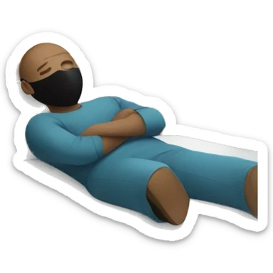 A man have mask and sleeping on bed sticker