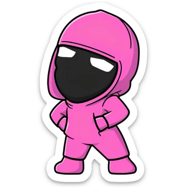 sassy female hustler in pink balaclava, entrepreneurial woman, confident pose sticker