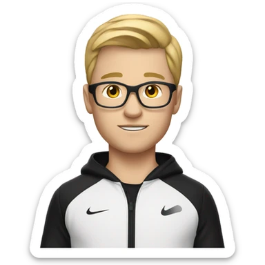 Young white person sports coach wearing a black tracksuit with no logos  sticker