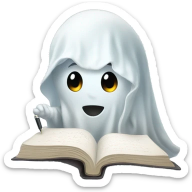 a cute little ghost writing a journal sticker