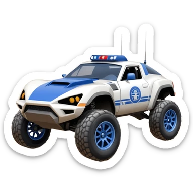 Star Wars storm trooper evil darkly night blue Dirty and dented Local Motors Rally Fighter off road race car hot rod meets 2013 Toyota 86 trophy truck-style basher flying on a dusty road (silver wheels) sticker