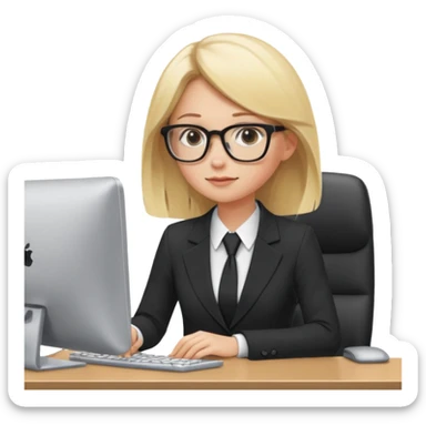 blondy girl with glasses learn analytics she is so pretty and seems like director bitch of company sticker