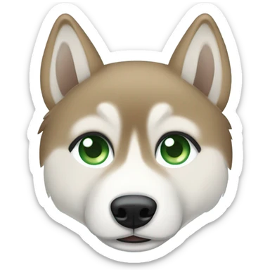 light brown and white husky with one blue eye and one green ey sticker